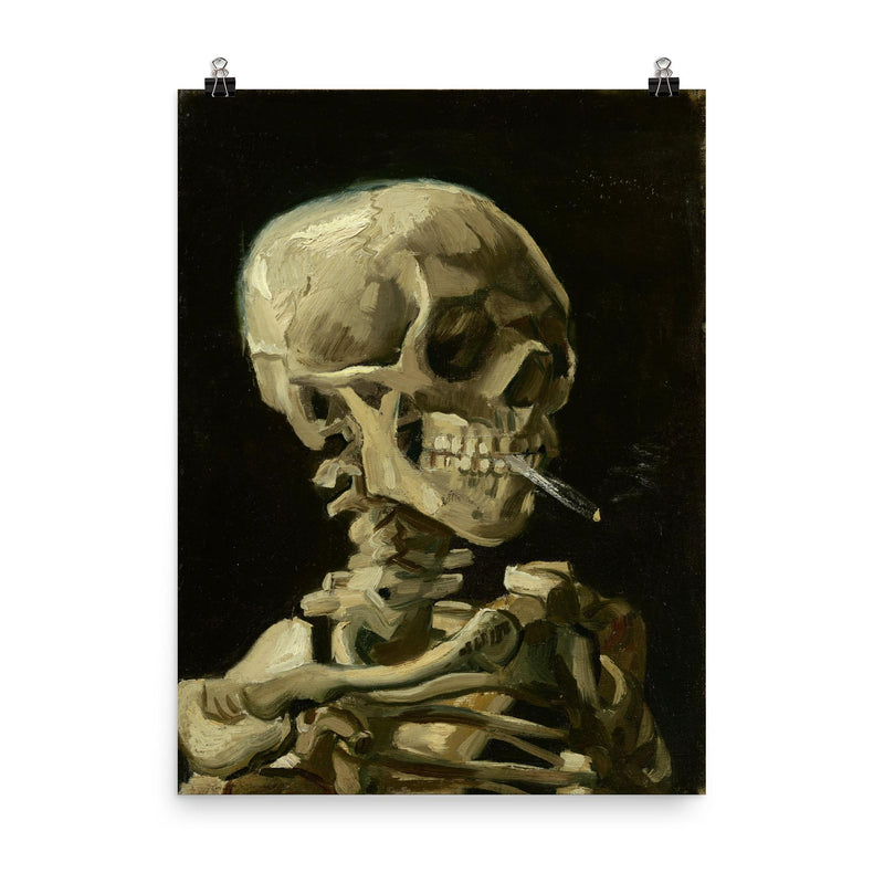 Head of a Skeleton by Vincent Van Gogh poster on a plain backdrop in size 8