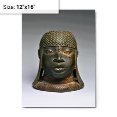 Head of an Oba metal print on a plain backdrop in size 12"x16".