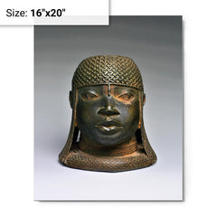 Head of an Oba metal print on a plain backdrop in size 16"x20".