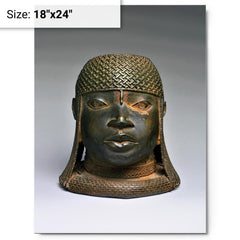 Head of an Oba metal print on a plain backdrop in size 18"x24".