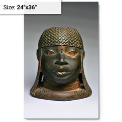 Head of an Oba metal print on a plain backdrop in size 24"x36".