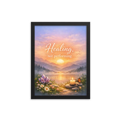 Healing not performing framed print on a plain backdrop in size 12"x16".