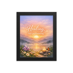 Healing not performing framed print on a plain backdrop in size 8"x10".