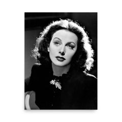 Hedy Lamarr poster on a plain backdrop in size 18"x24".