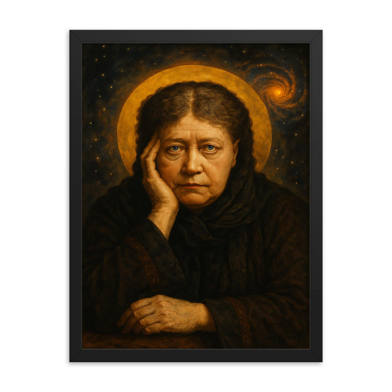 Helena Petrovna Blavatsky framed print on a plain backdrop in size 18