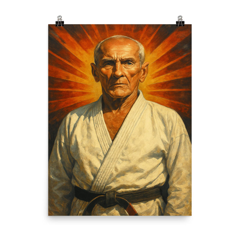 Helio Gracie poster on a plain backdrop in size 8