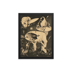 Hell by M C Escher, 1935 framed print on a plain backdrop in size 12"x16".