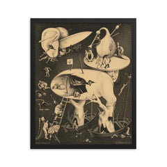 Hell by M C Escher, 1935 framed print on a plain backdrop in size 16"x20".