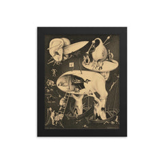 Hell by M C Escher, 1935 framed print on a plain backdrop in size 8"x10".