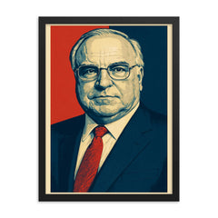 Helmut Kohl framed print on a plain backdrop in size 18"x24".