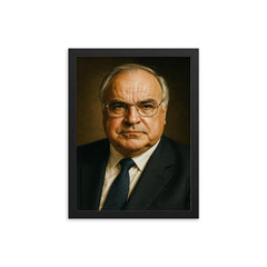 Helmut Kohl portrait framed print on a plain backdrop in size 12"x16".