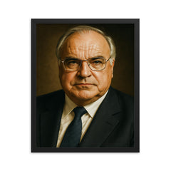 Helmut Kohl portrait framed print on a plain backdrop in size 16"x20".