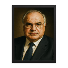 Helmut Kohl portrait framed print on a plain backdrop in size 18"x24".
