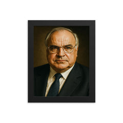 Helmut Kohl portrait framed print on a plain backdrop in size 8"x10".