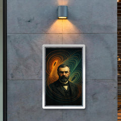 Henri Poincare amid swirling phase space lines poster 2