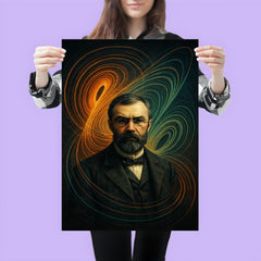 Henri Poincare amid swirling phase space lines poster 3