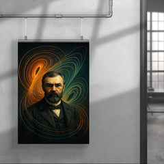 Henri Poincare amid swirling phase space lines poster 4