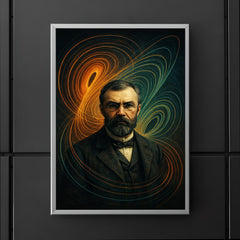 Henri Poincare amid swirling phase space lines poster 5