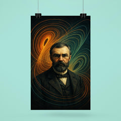 Henri Poincare amid swirling phase space lines poster 6