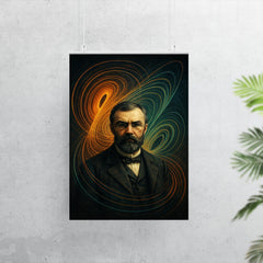 Henri Poincare amid swirling phase space lines poster 7