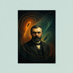 Henri Poincare amid swirling phase space lines poster 8