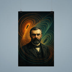 Henri Poincare amid swirling phase space lines poster 9