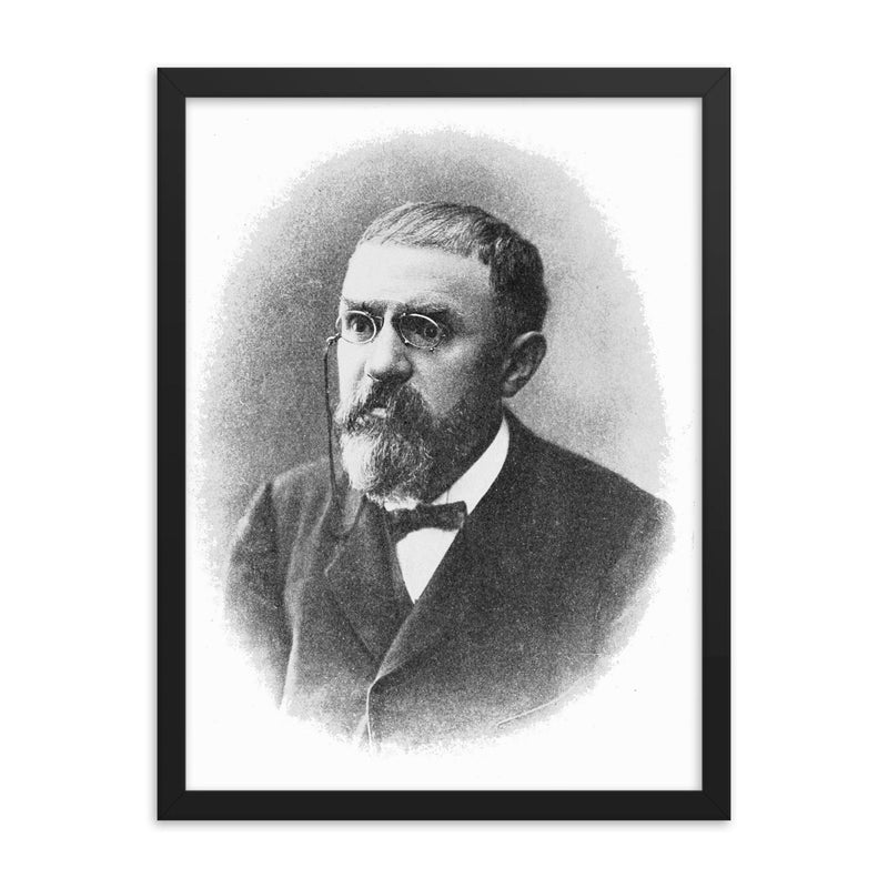 Henri Poincare framed print on a plain backdrop in size 18