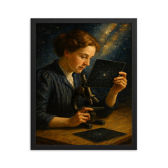 Henrietta Leavitt measuring stellar plates framed print on a plain backdrop in size 16"x20".