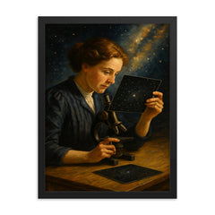 Henrietta Leavitt measuring stellar plates framed print on a plain backdrop in size 18"x24".