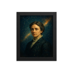 Henrietta Swan Leavitt star map portrait framed print on a plain backdrop in size 8"x10".