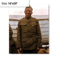 Henry Johnson metal print on a plain backdrop in size 16"x20".