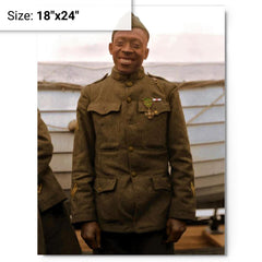 Henry Johnson metal print on a plain backdrop in size 18"x24".