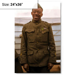 Henry Johnson metal print on a plain backdrop in size 24"x36".