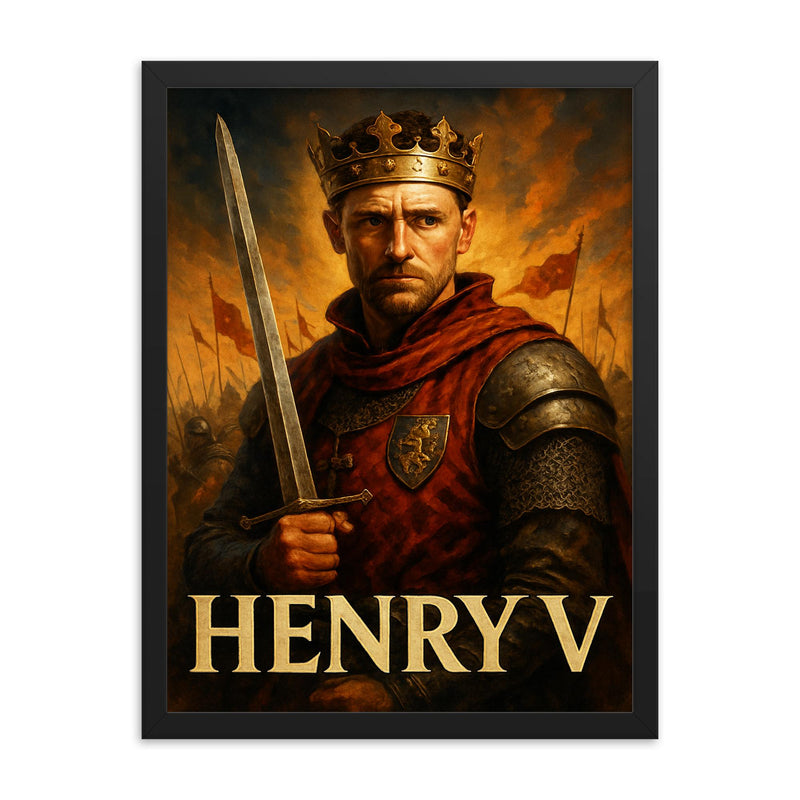 Henry V framed print on a plain backdrop in size 18