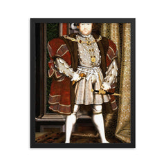 Henry VIII framed print on a plain backdrop in size 16"x20".