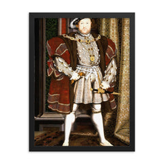 Henry VIII framed print on a plain backdrop in size 18"x24".
