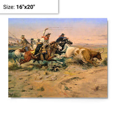 Herd Quitter by Charles Marion Russell metal print on a plain backdrop in size 16"x20".