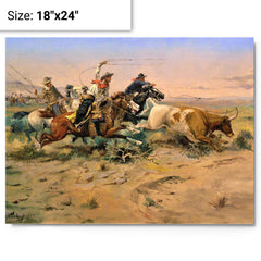 Herd Quitter by Charles Marion Russell metal print on a plain backdrop in size 18"x24".