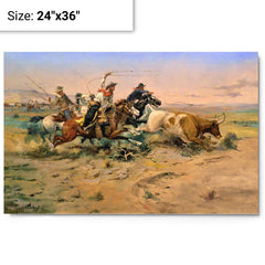 Herd Quitter by Charles Marion Russell metal print on a plain backdrop in size 24"x36".