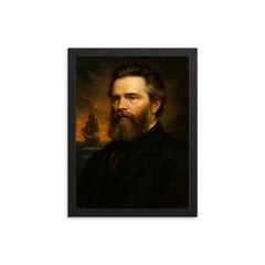 Herman Melville framed print on a plain backdrop in size 12"x16".