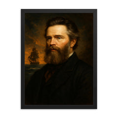 Herman Melville framed print on a plain backdrop in size 18"x24".