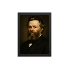 Herman Melville portrait framed print on a plain backdrop in size 12"x16".