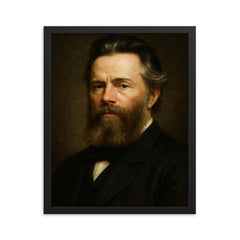 Herman Melville portrait framed print on a plain backdrop in size 16"x20".
