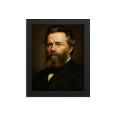 Herman Melville portrait framed print on a plain backdrop in size 8"x10".