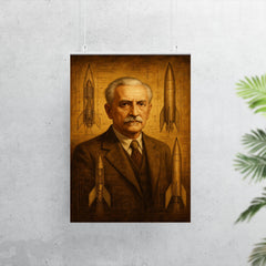 Hermann Oberth among liquid fuel rocket sketches poster 7
