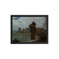 Hero and Leandre by Louis-Marie Baader, 1866 framed print on a plain backdrop in size 12"x16".