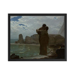 Hero and Leandre by Louis-Marie Baader, 1866 framed print on a plain backdrop in size 16"x20".
