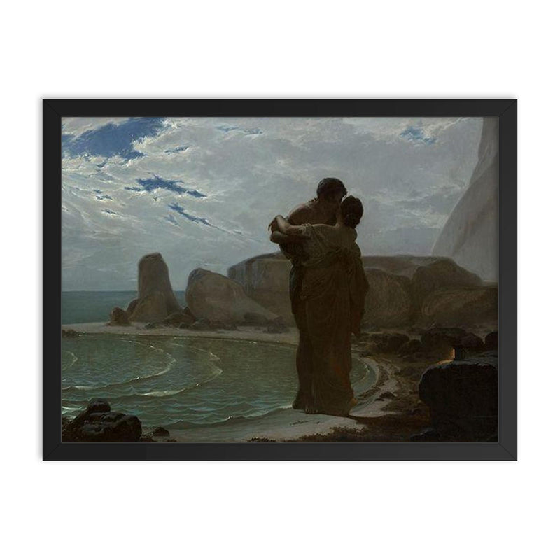 Hero and Leandre by Louis-Marie Baader, 1866 framed print on a plain backdrop in size 18