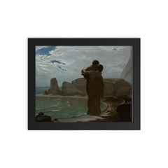 Hero and Leandre by Louis-Marie Baader, 1866 framed print on a plain backdrop in size 8"x10".