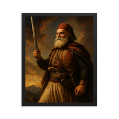 Heroic picture of Ali Pasha framed print on a plain backdrop in size 16"x20".
